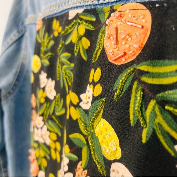 Custom Denim Jacket Citrus Fruit Beaded One of Kind Levi’s Jacket Large - Picture 13 of 16